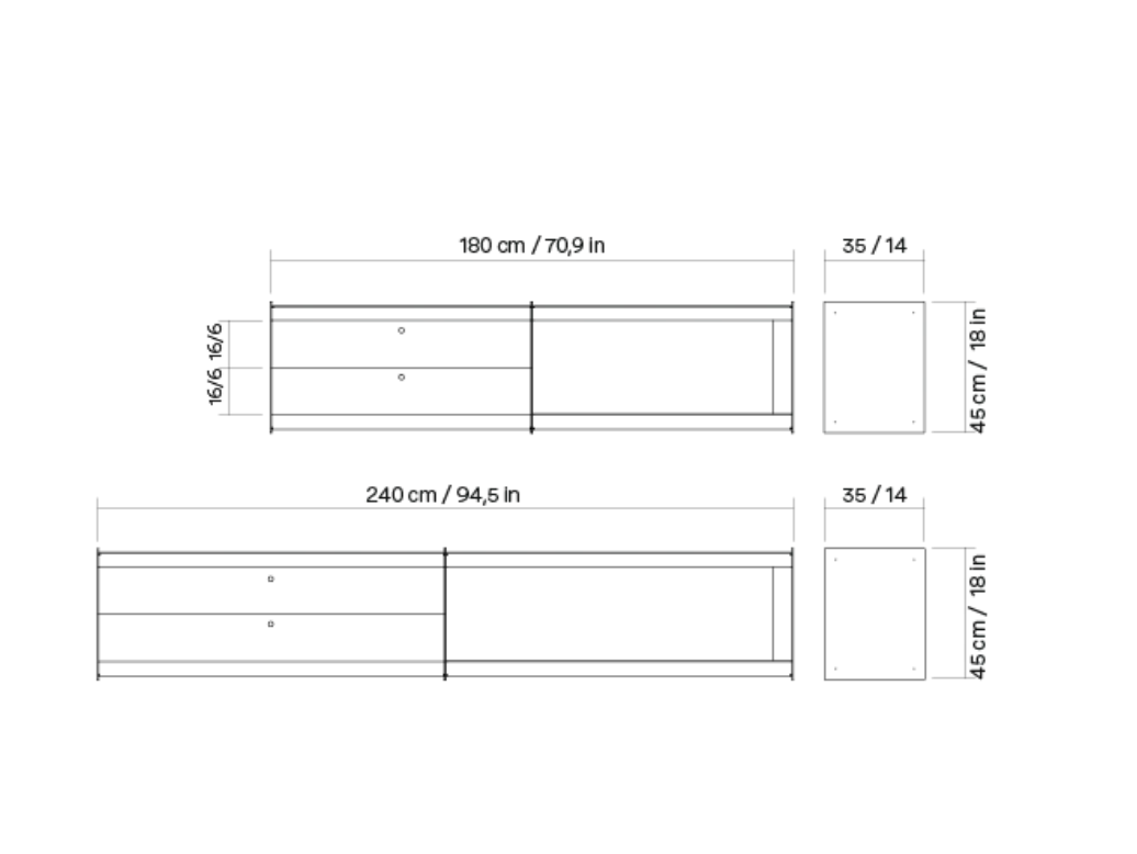 UTIL – Plié Wall Unit Extension 2 Small Drawers